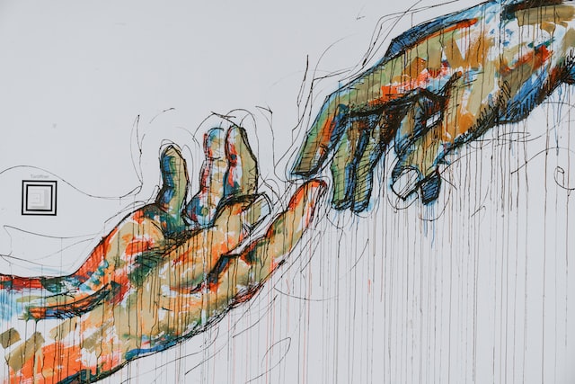 drawing of two hands touching