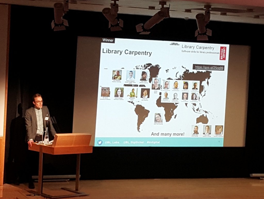 James Baker accepts British Library Labs award