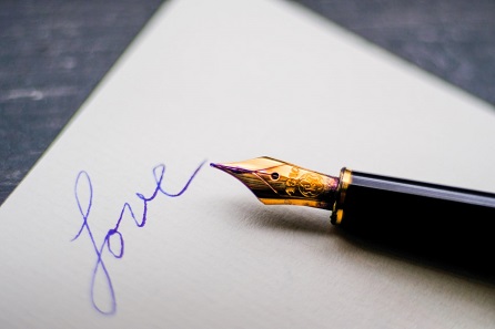 Letter being written by fountain pen