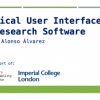 Slide with text: Graphical User Interfaces for Research Software