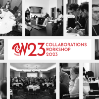 CW23 logo surrounded by black and white pictures from CW23