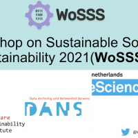 Cover image reads "Workshop on Sustainable Software Sustainability 2021 (WoSSS21) and contains logos from core partners.