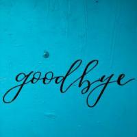 Goodbye written on blue background
