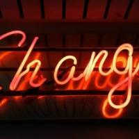 Neon sign that says 'change'
