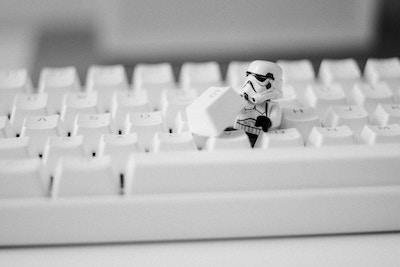 star wars lego character on keyboard