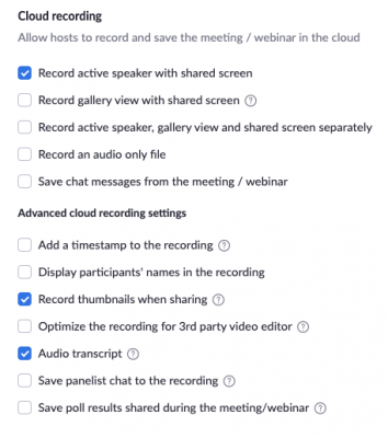 Zoom’s advanced video recording options